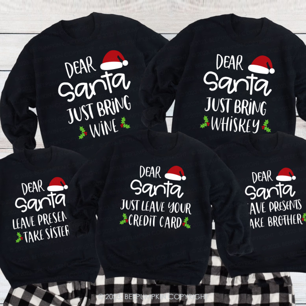 Personalized Dear Santa Matching Family Sweatshirts For Christmas Party