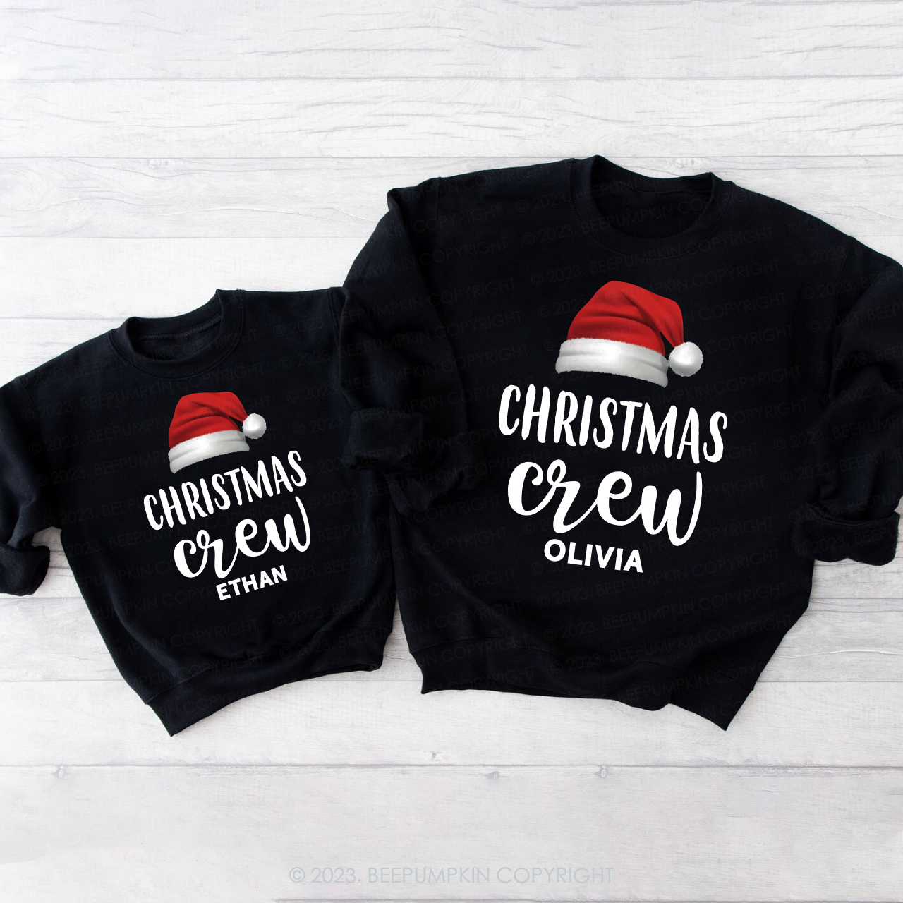 Custom Christmas Crew Santa Family Shirts Sweatshirts