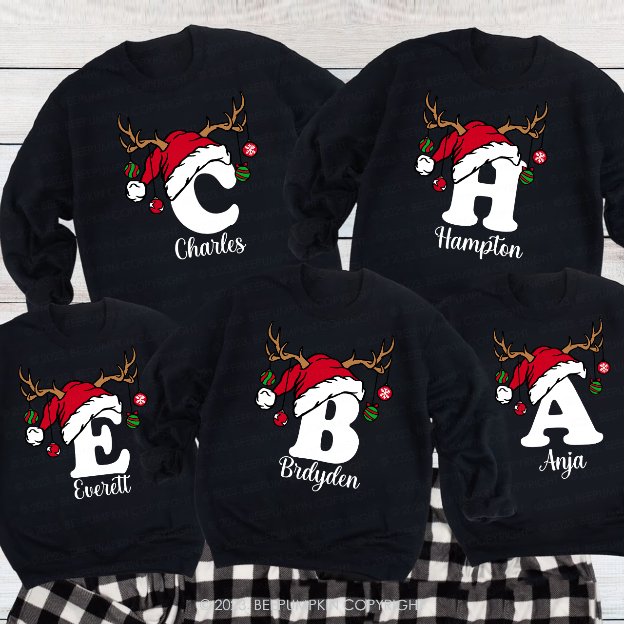 Personalized Christmas Alphabet Family Matching Sweatshirts