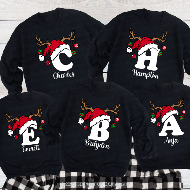 Personalized Christmas Alphabet Family Matching Sweatshirts