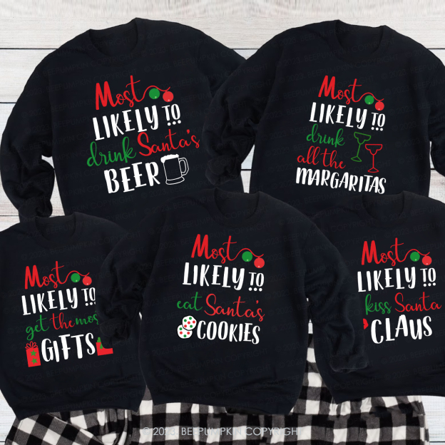 Personalized Most Likely To Christmas Funny Matching Sweatshirts