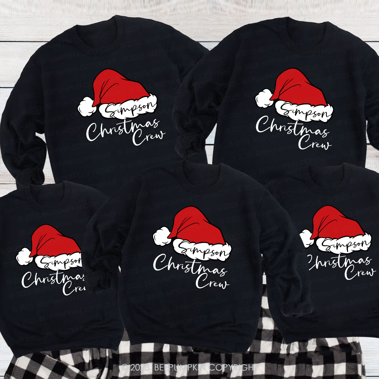 Personalized Santa Hat Crew Matching Family Sweatshirts