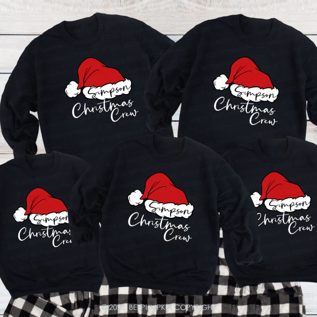 Personalized Santa Hat Crew Matching Family Sweatshirts