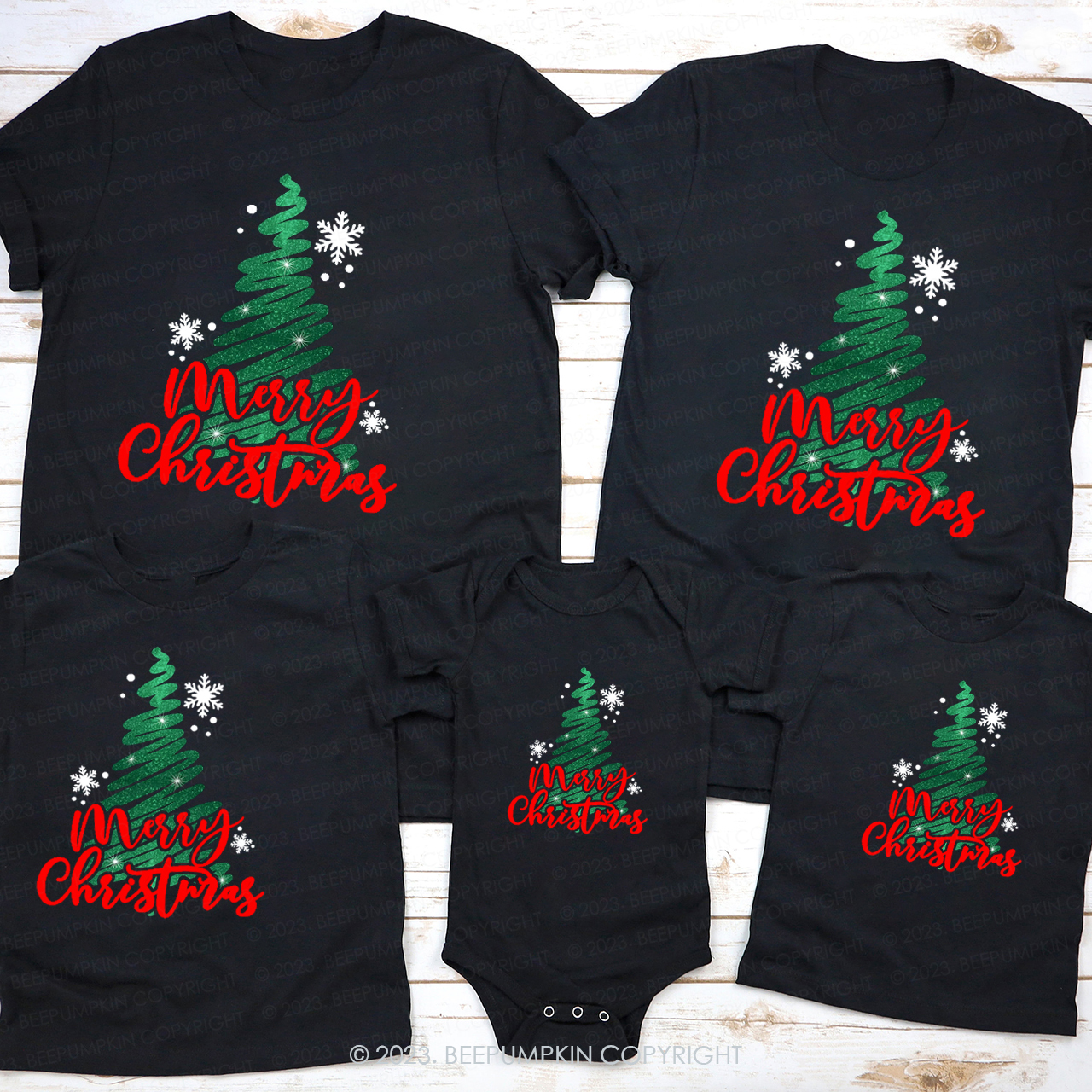 Christmas Tree Scribble Family Matching Shirts