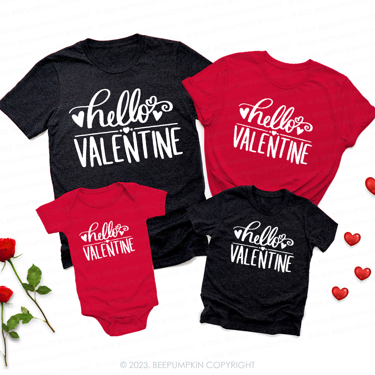 Hello Valentine Love Has No End Family Matching Shirts