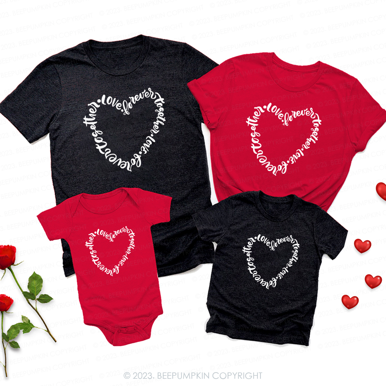 Love Forever Together Valentine Family Matching Shirts