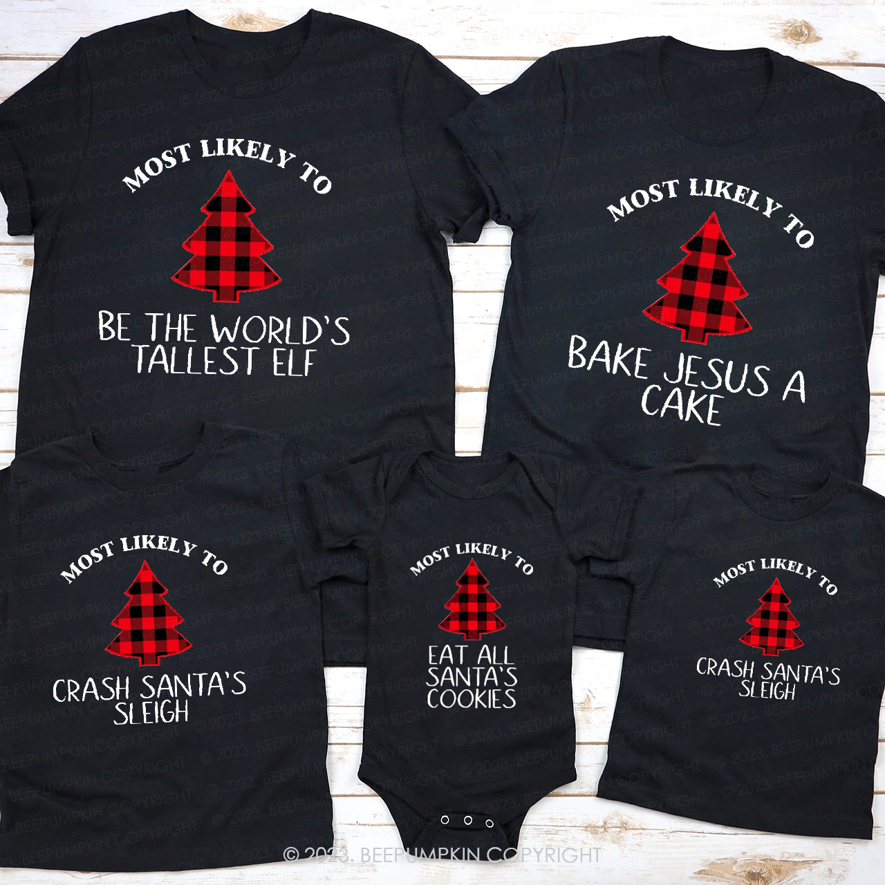 Buffalo Plaid Most Likely to, Funny Christmas Party Matching Shirts