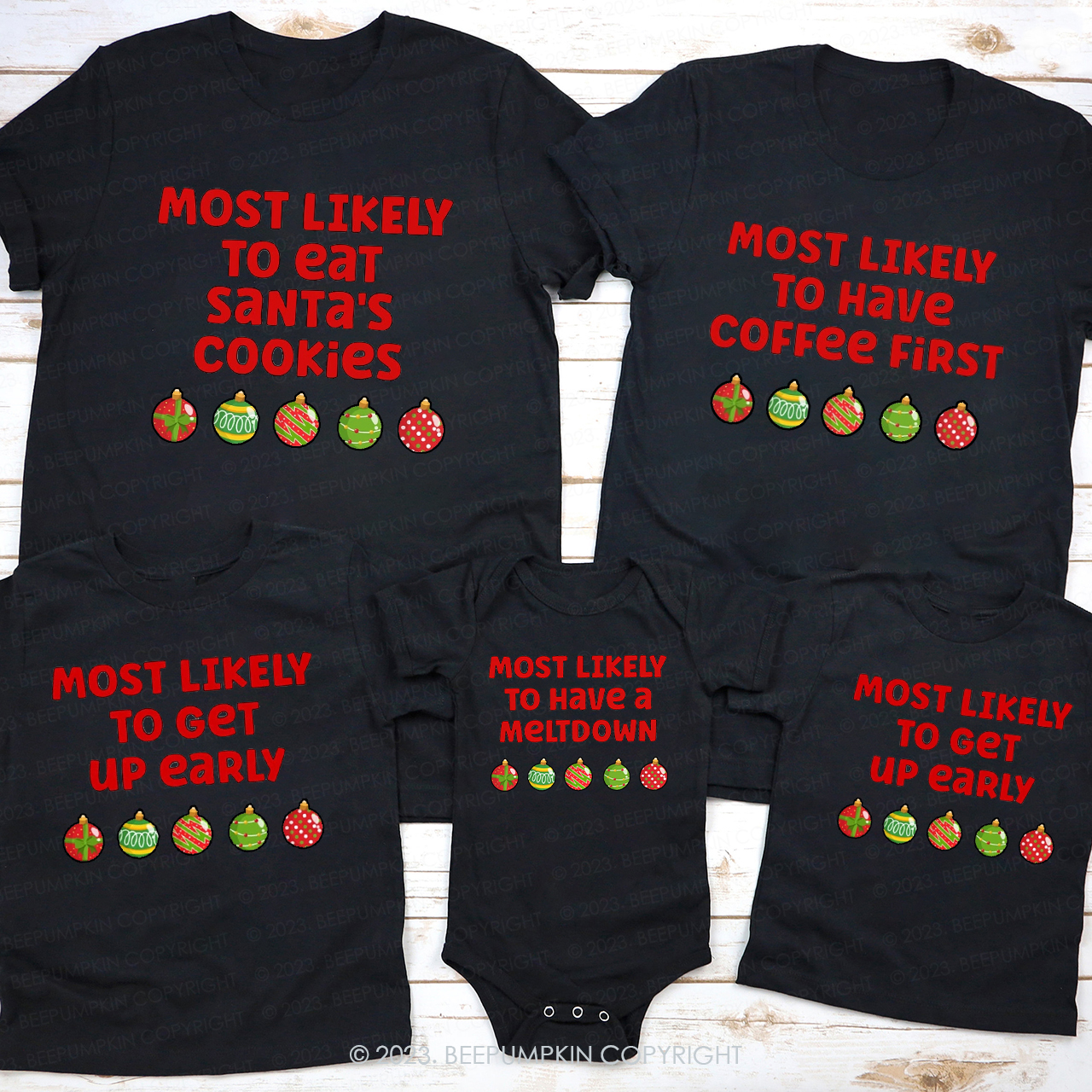 Personalized Most Likely To Funny Christmas Holiday Matching Shirts