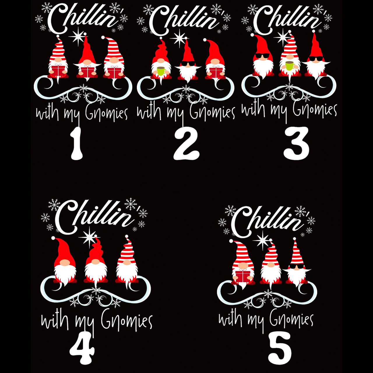 Chillin Gnomies Funny Family Christmas Matching Shirts