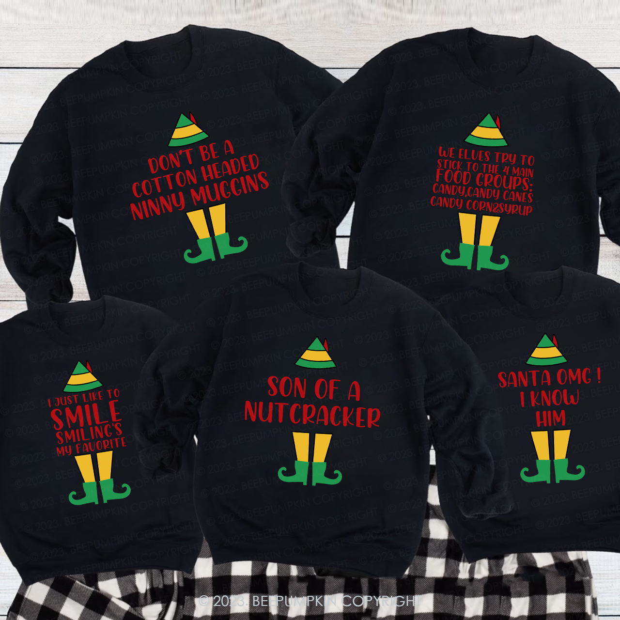 Elf Movie Quotes Christmas Family Matching Sweatshirts Sale-Beepumpkin™