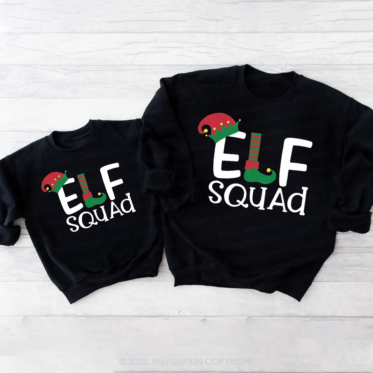 Elf Squad Christmas Family Sweatshirts