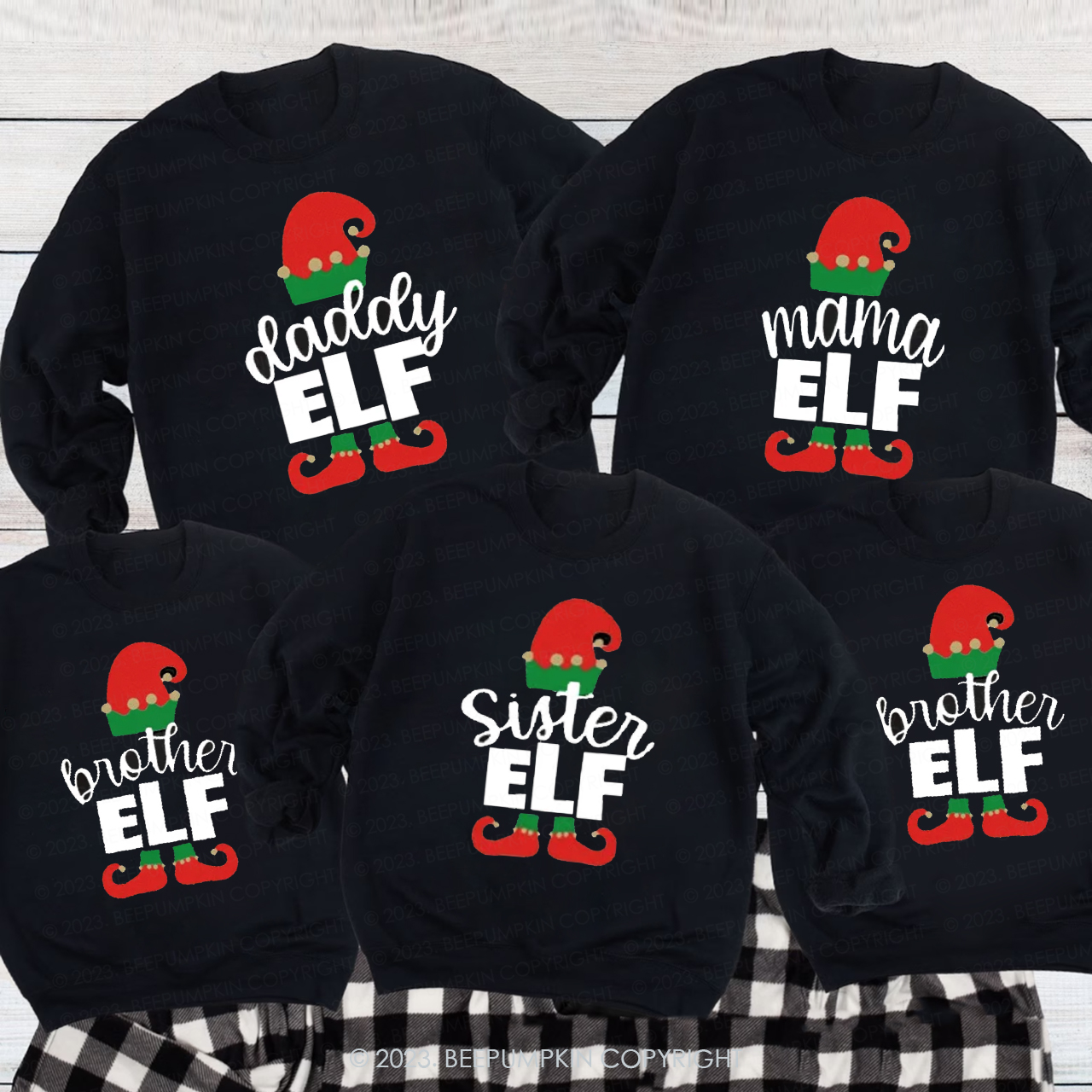 Personalized Matching Christmas Family Elf Sweatshirts