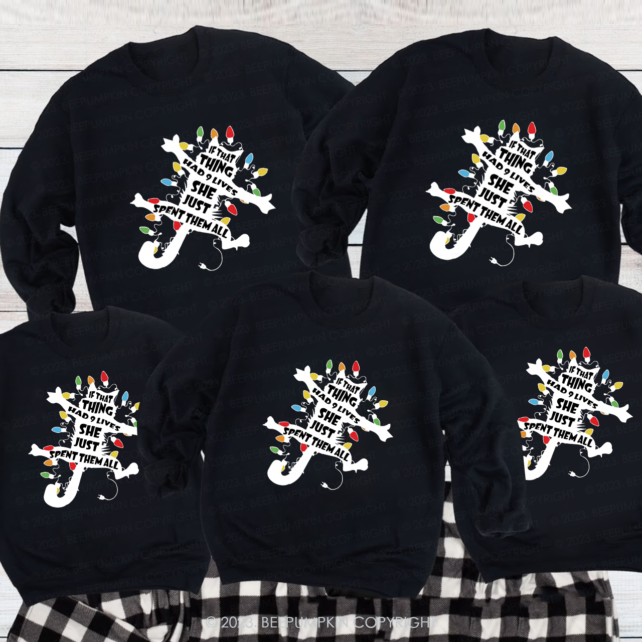 Black Cat Funny Christmas Family Matching Sweatshirts