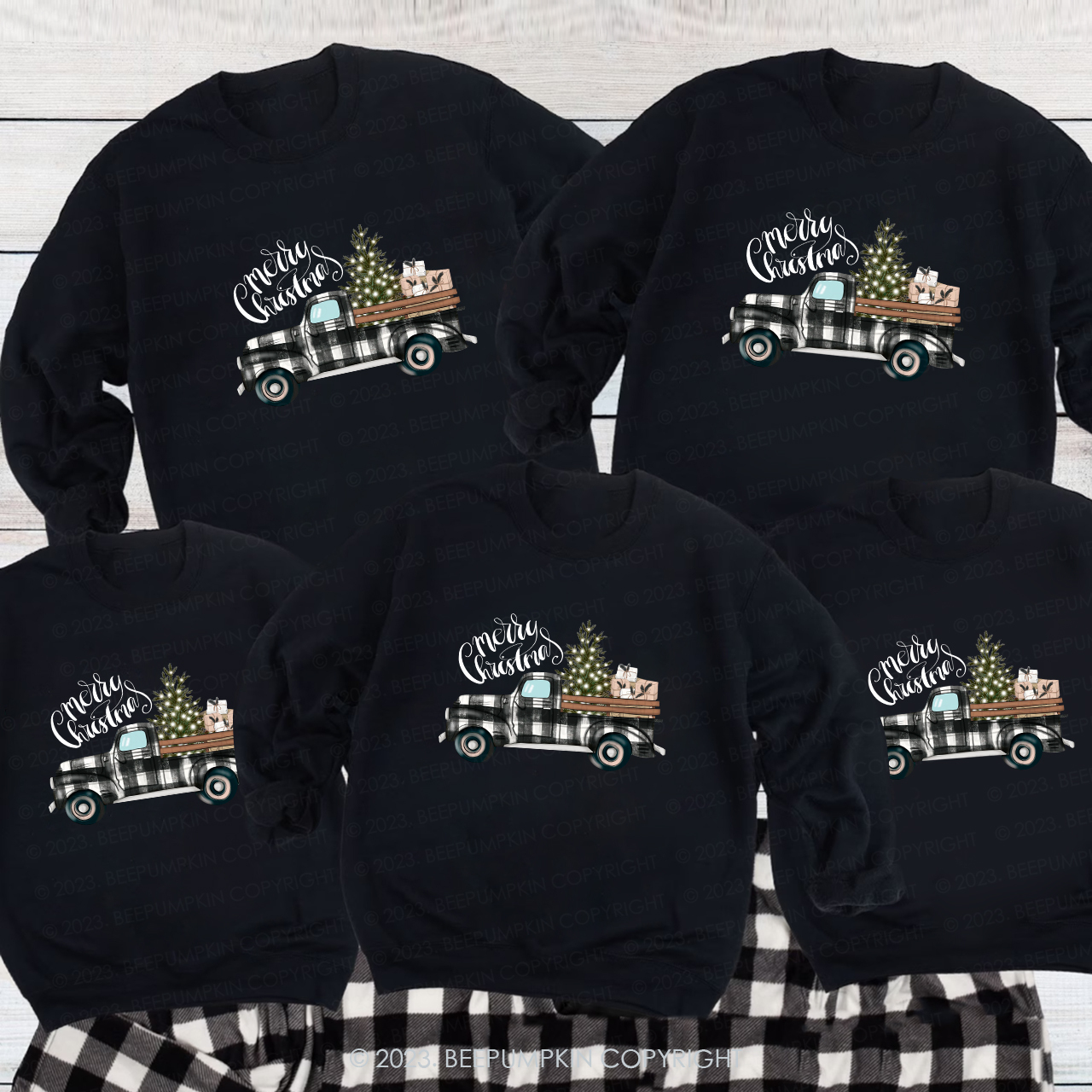 Christmas Tree&Truck Family Matching Sweatshirts