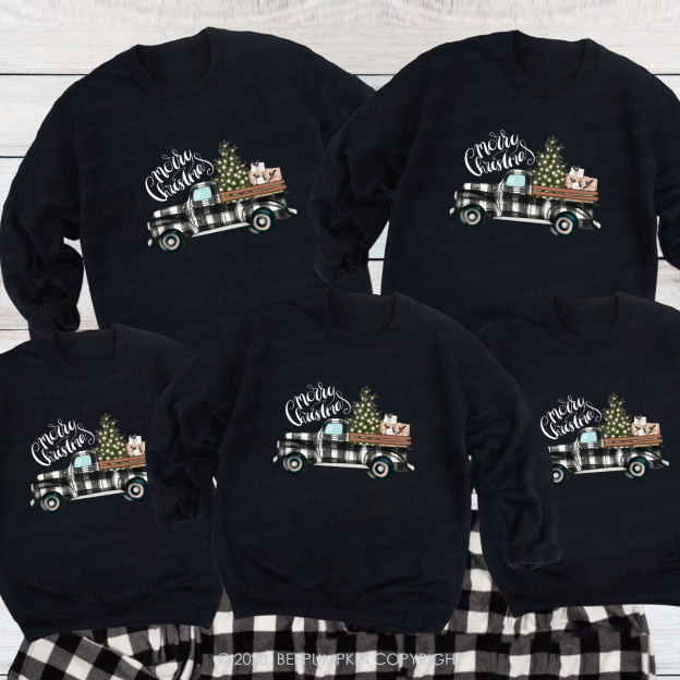 Christmas Tree&Truck Family Matching Sweatshirts