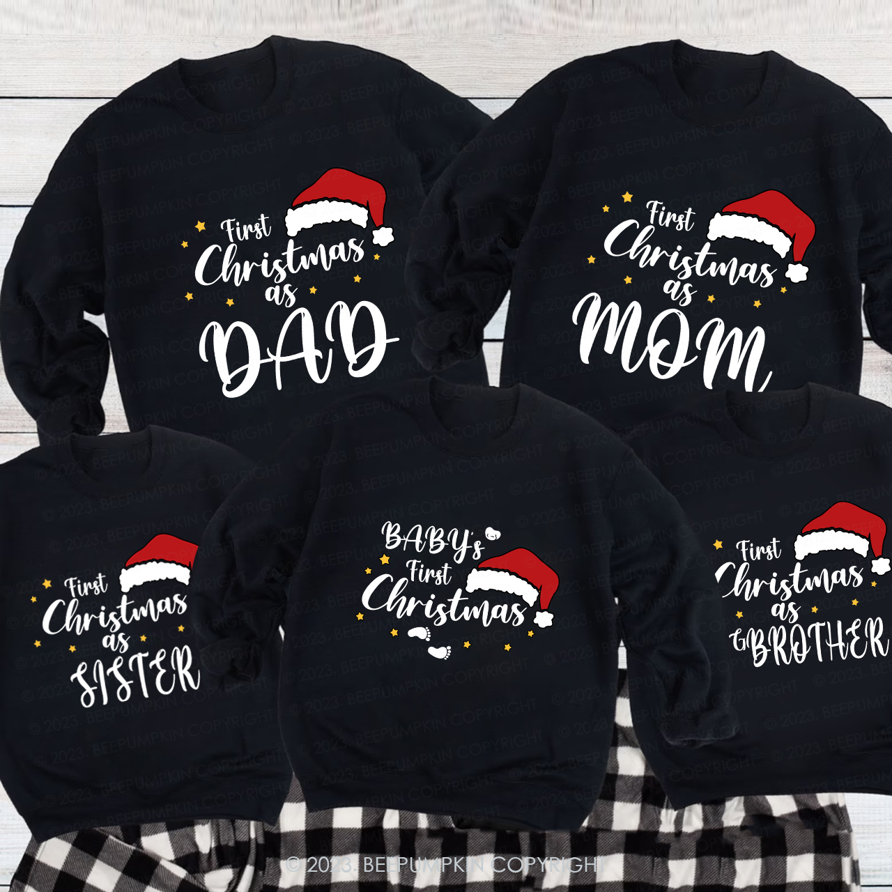 Custom First Christmas As Family Matching Sweatshirts