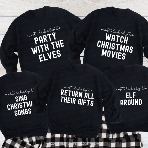 Family Christmas Shirts Most Likely To Funny Party Sweatshirts