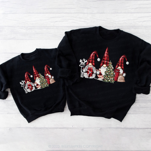 Buffalo Plaid Gnomes Christmas Family Matching Sweatshirts