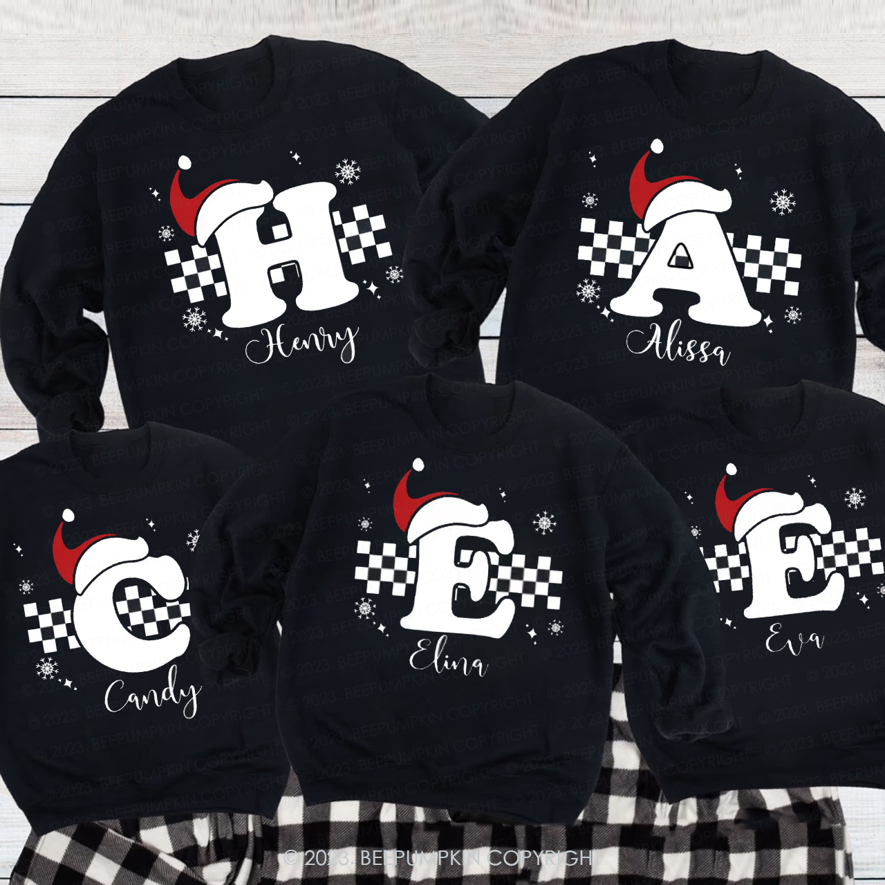 Custom Monogrammed Christmas Family Matching Sweatshirts