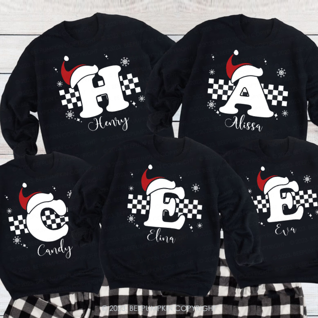 Custom Monogrammed Christmas Family Matching Sweatshirts