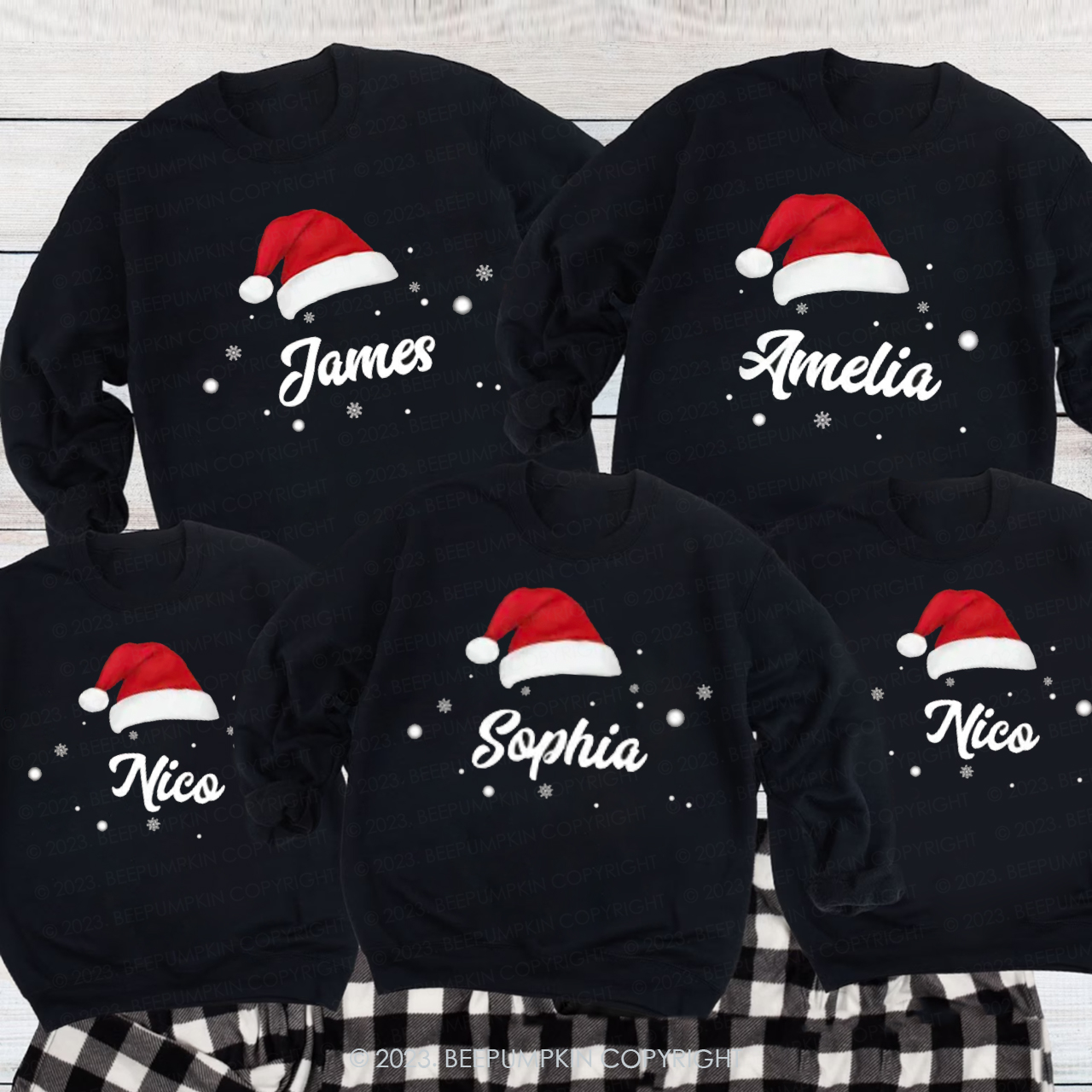 Custom Hat Christmas Family Matching Sweatshirts