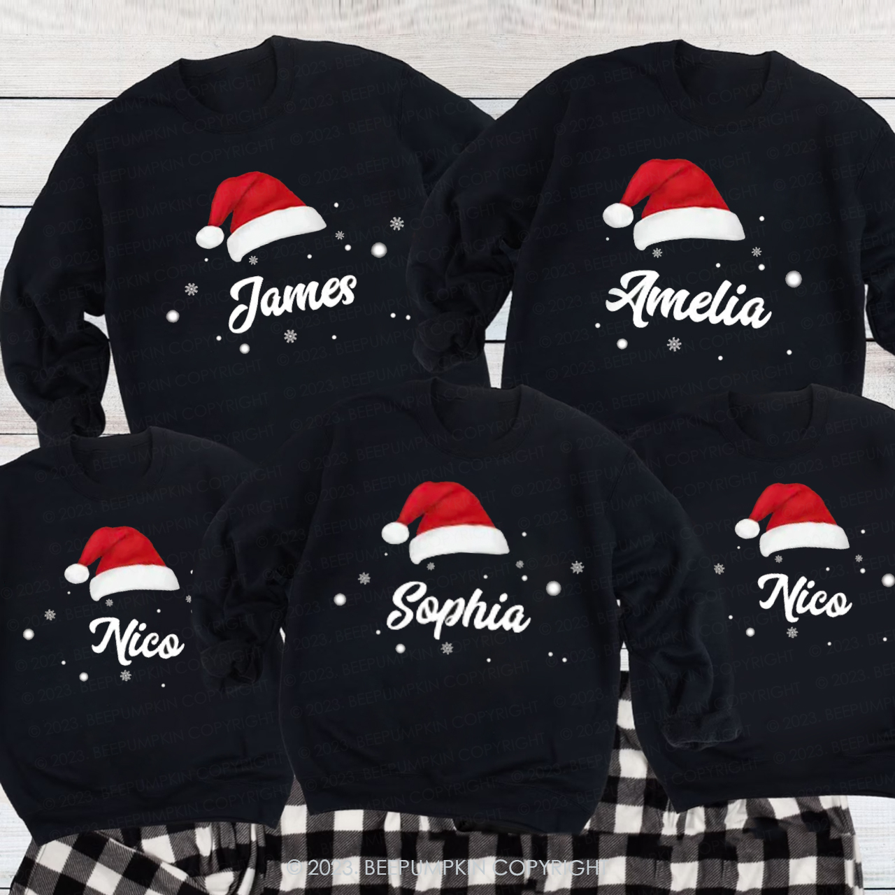 Custom Hat Christmas Family Matching Sweatshirts