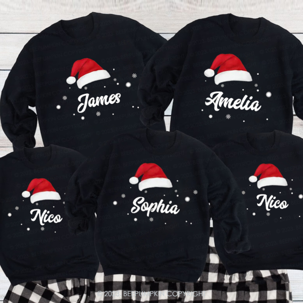 Custom Hat Christmas Family Matching Sweatshirts