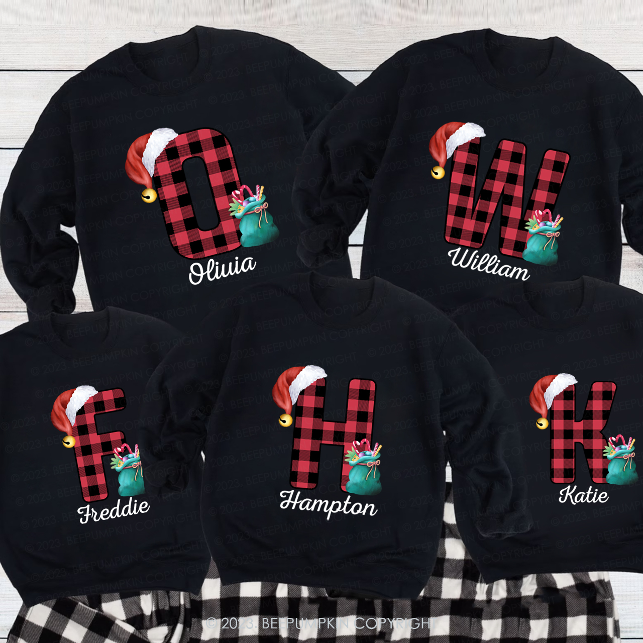 Funny Monogrammed Christmas Family Matching Sweatshirts