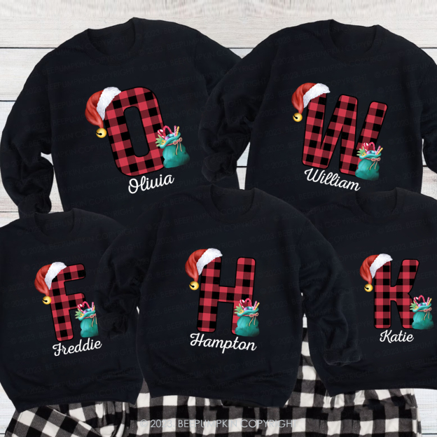 Funny Monogrammed Christmas Family Matching Sweatshirts