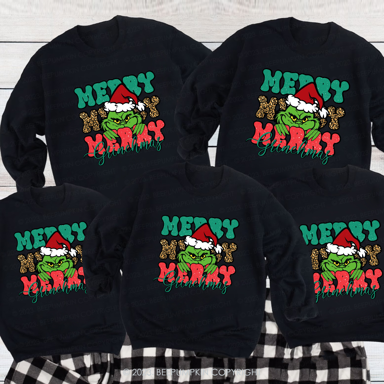 Merry Merry Christmas Family Matching Grinch Sweatshirts