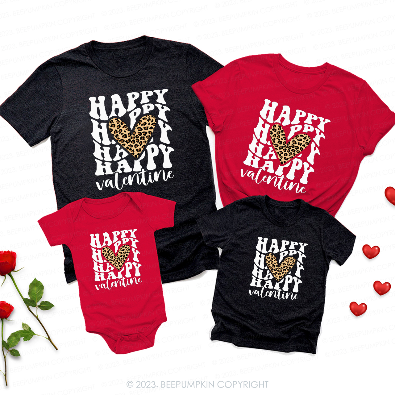 Leopard Happy Valentine Family Matching Shirts