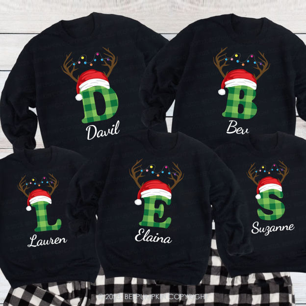 Personalized Monogrammed Christmas Family Matching Sweatshirts