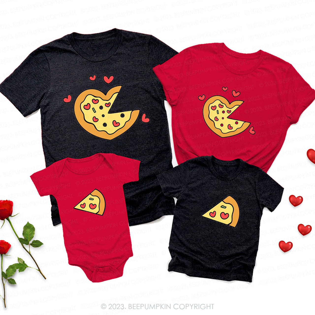 Pizza Couples Valentine Family Matching Shirts