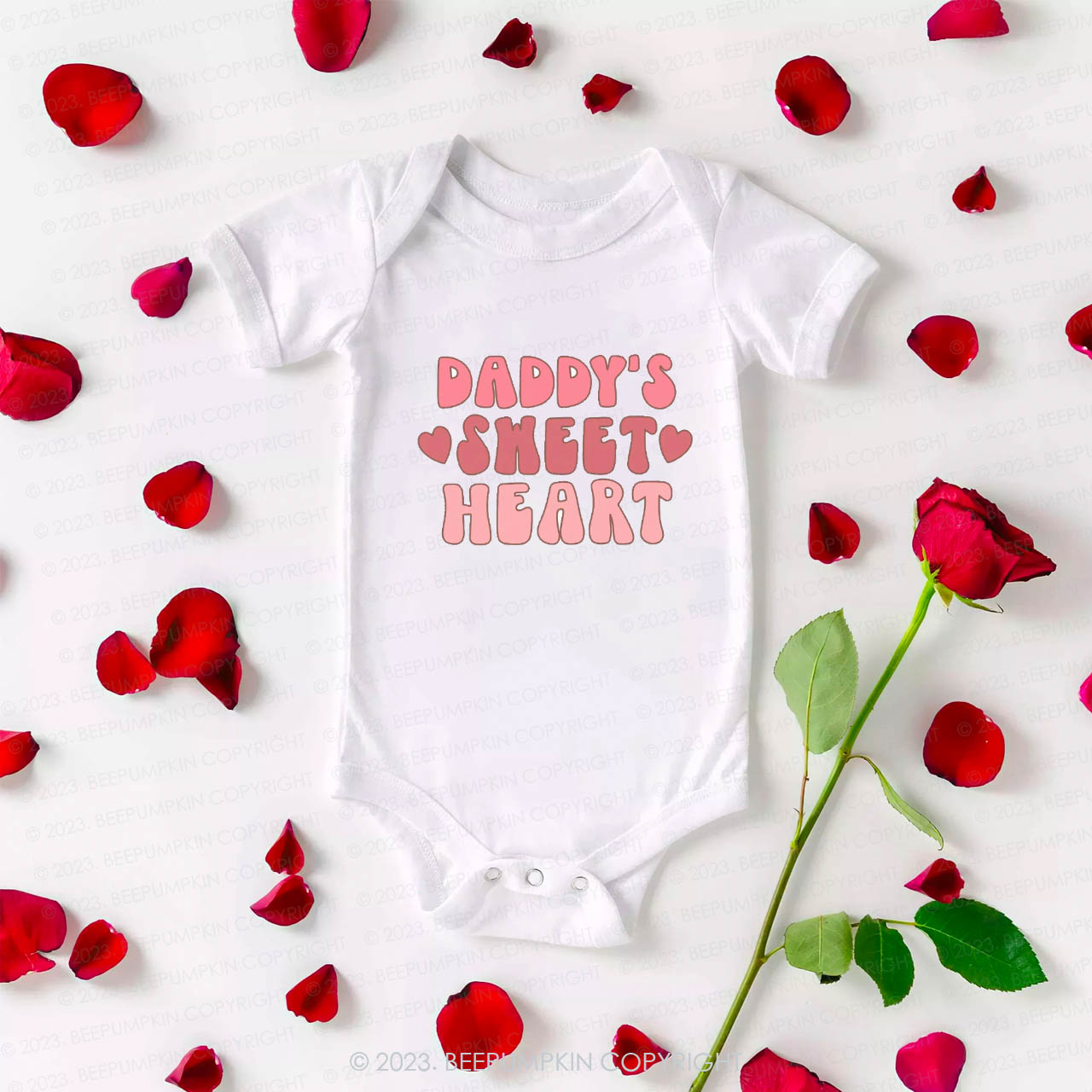 Daddy's Sweet Heart Natural Valentine Bodysuit For Baby