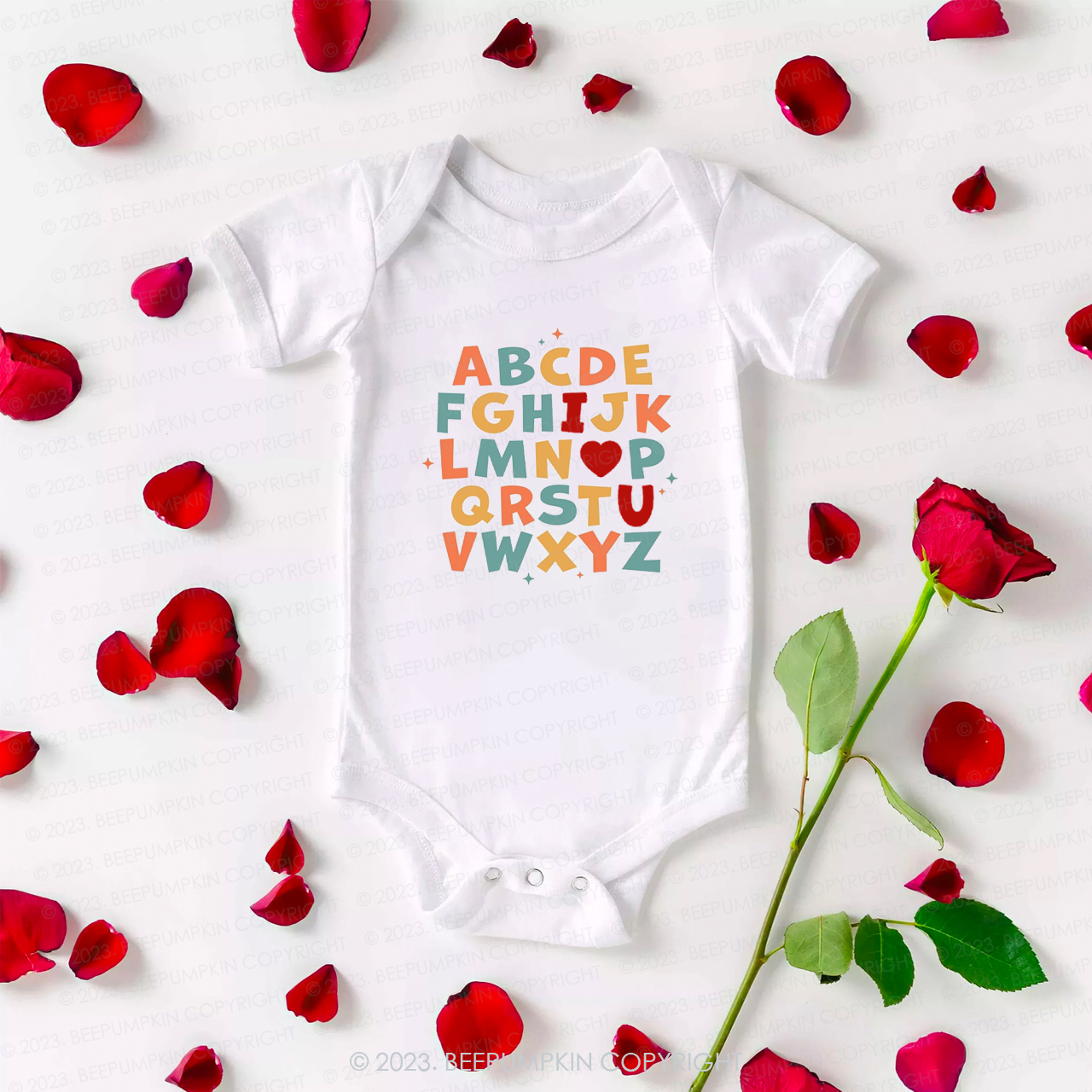 Alphabet I Love You Natural Bodysuit For Baby
