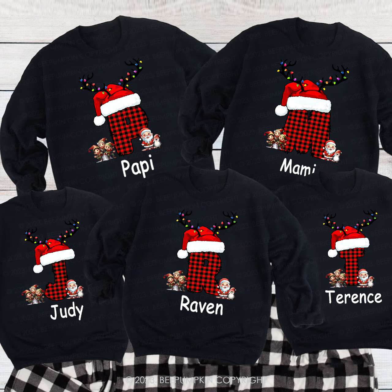 Monogrammed Family Customized Name Christmas Matching Sweatshirts