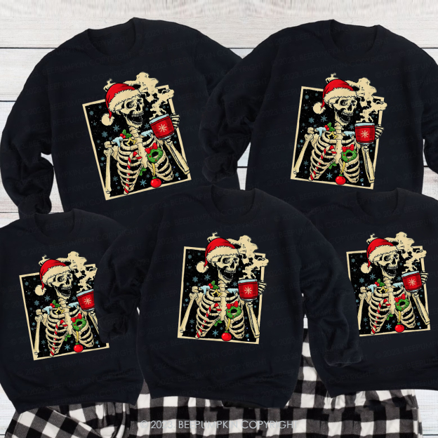 Merry Christmas Skeleton Christmas Sweatshirt For Family