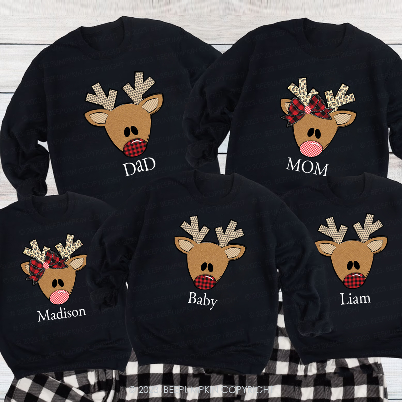 Big Nose Reindeer Christmas Family Matching Sweatshirt