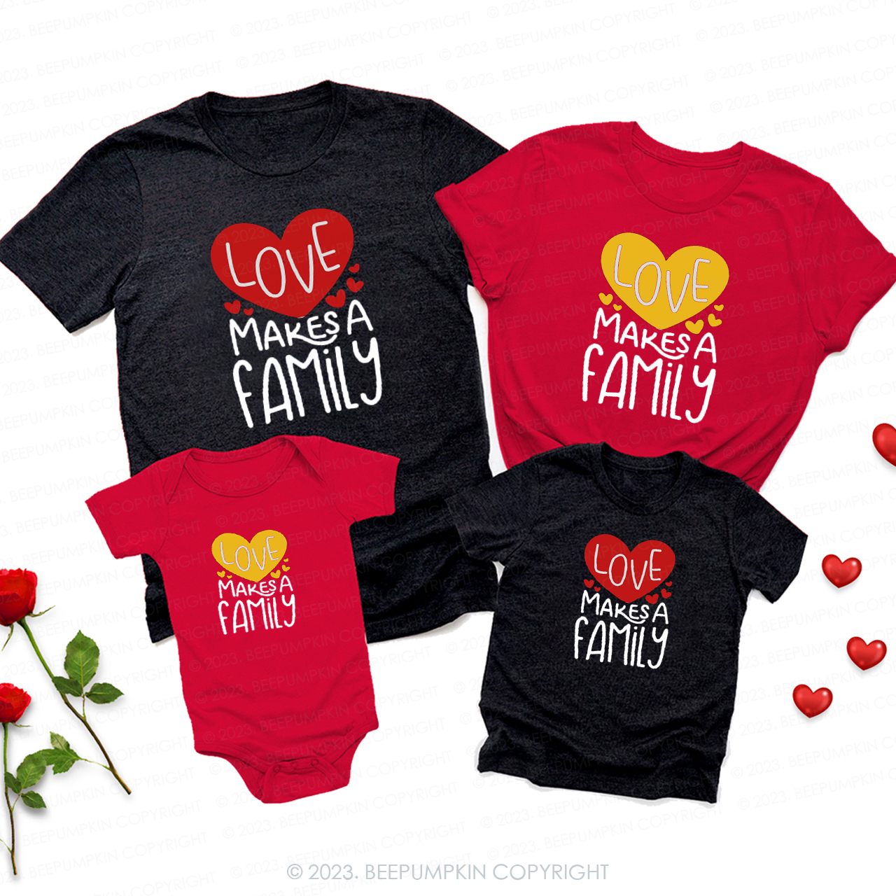 Love Makes A Family Valentines Matching Shirts