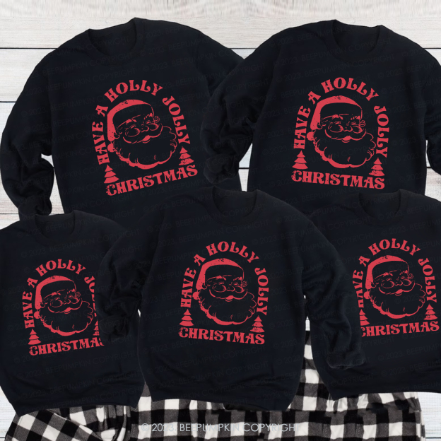 Holly Jolly Santa Christmas Family Sweatshirt