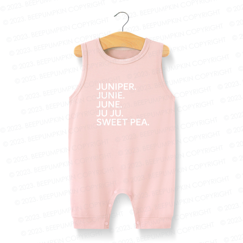 NEW! Sleeveless Nickname Personalized Silky Baby Romper For Boys And Girls