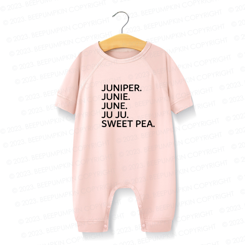 NEW! Mid-sleeves Gender Neutral Nickname Personalized Silky Baby Romper