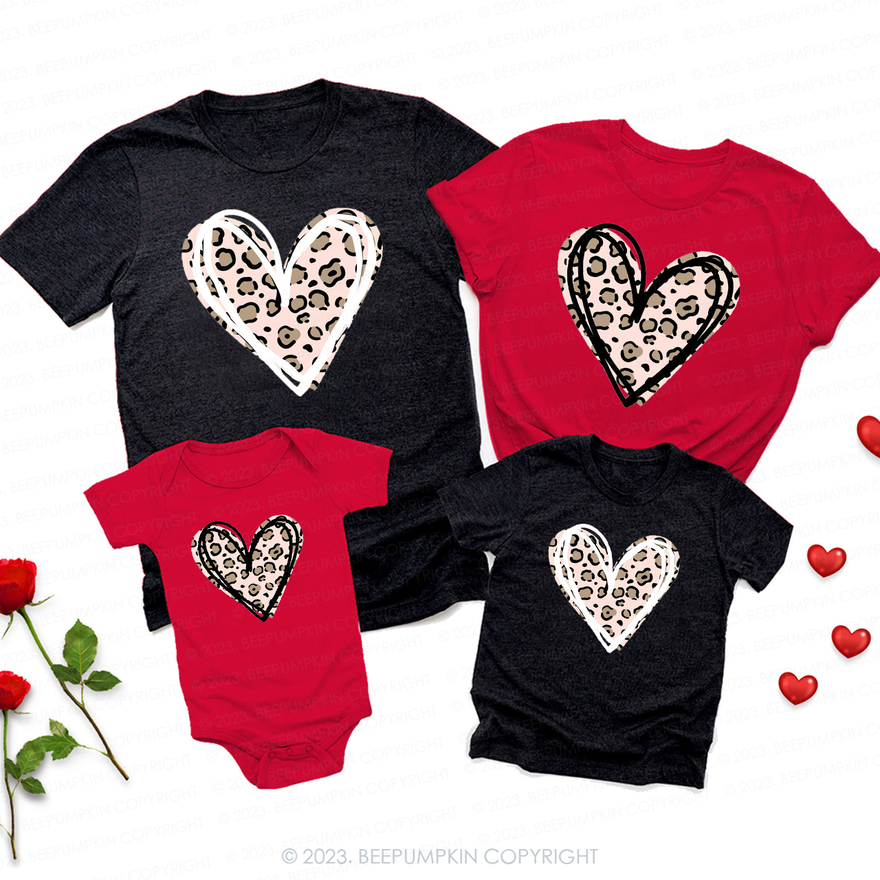 Cheetah Heart Valentines Day Matching Shirts