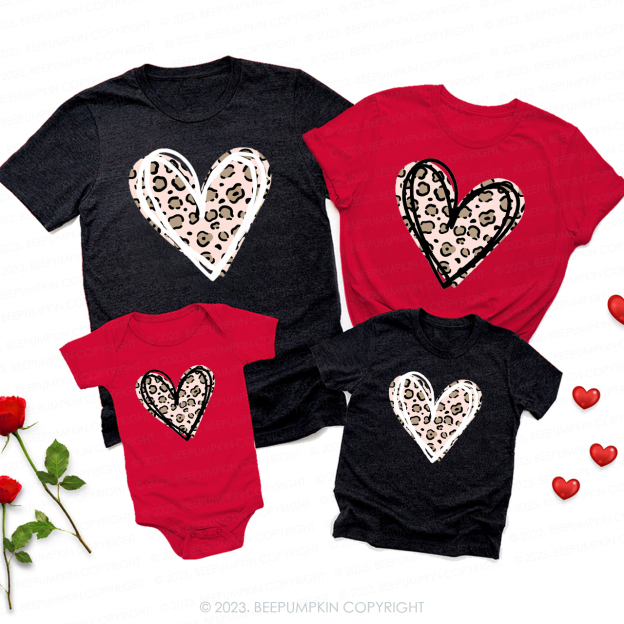 Cheetah Heart Valentines Day Matching Shirts