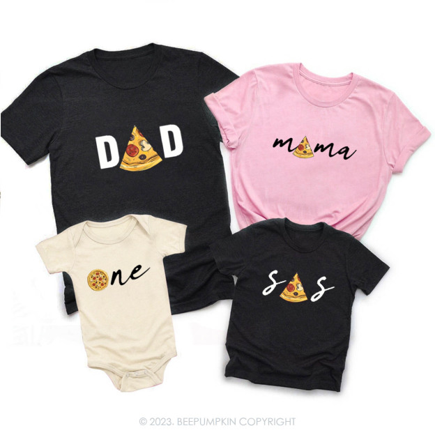  Pizza Theme Birthday Party Family Matching T-shirt
