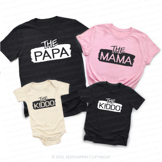  Funny PAPA MAMA KIDDO Family Matching T-shirt