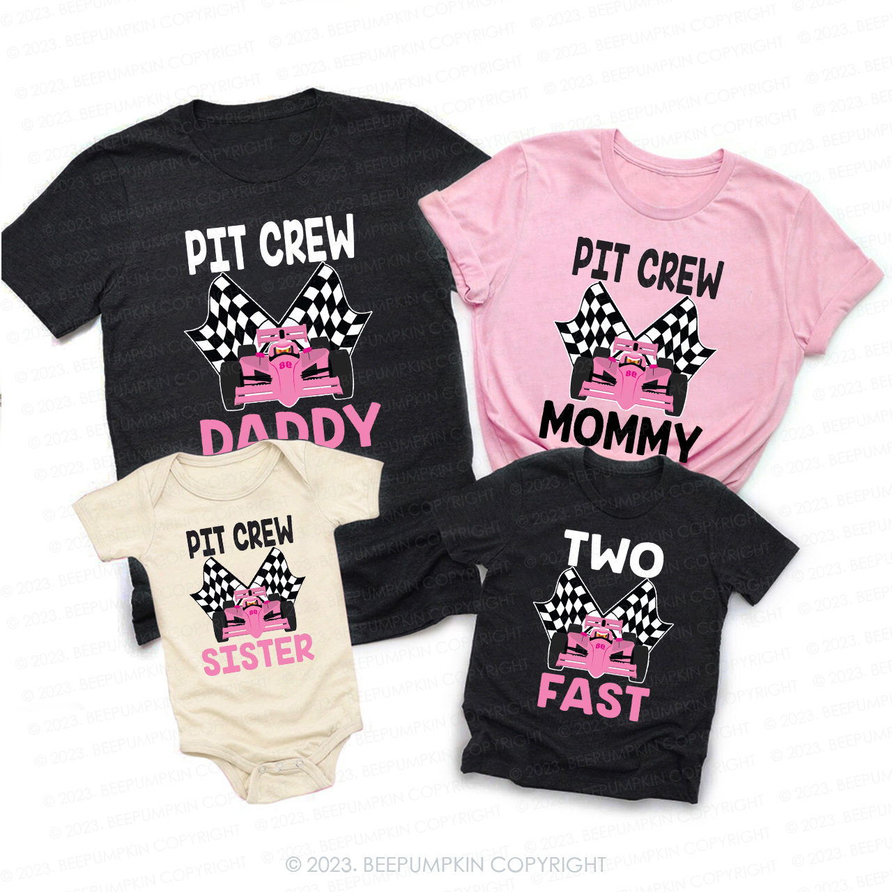 Family Race Car Pit Cew Birthday Matching Shirts