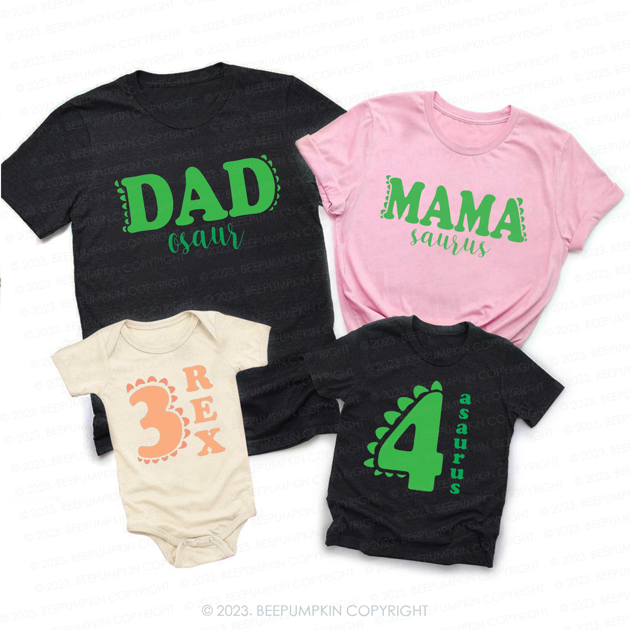 Custom Matching Family Dinosaur Birthday Tees
