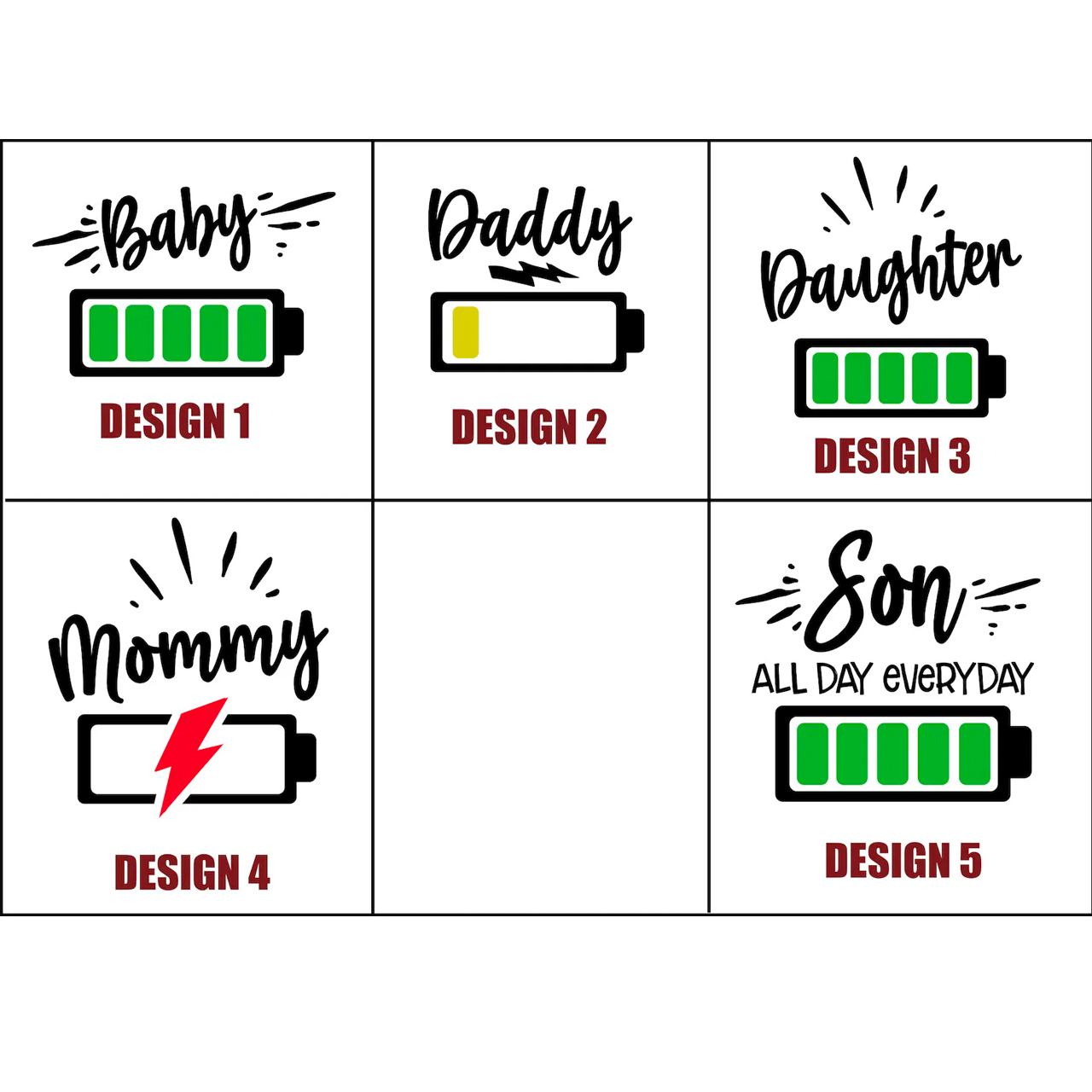 Empty Battery Life Family Matching Tees