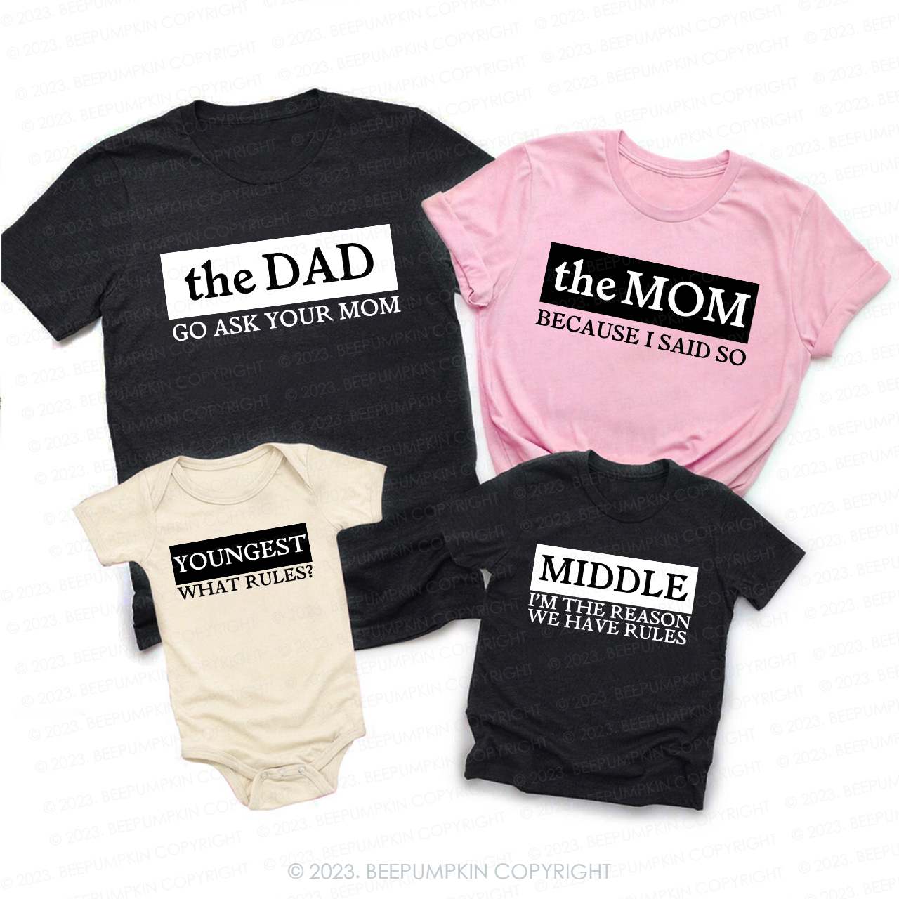 Custom Saying Rules Family Matching Shirts